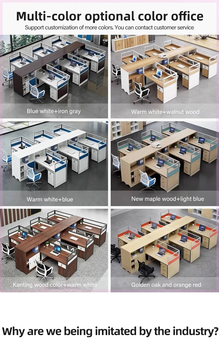 Modern Design Office Furniture Single-seat Employee Workstations Wooden Computer Desks and Office Desks with Storage Cabinets