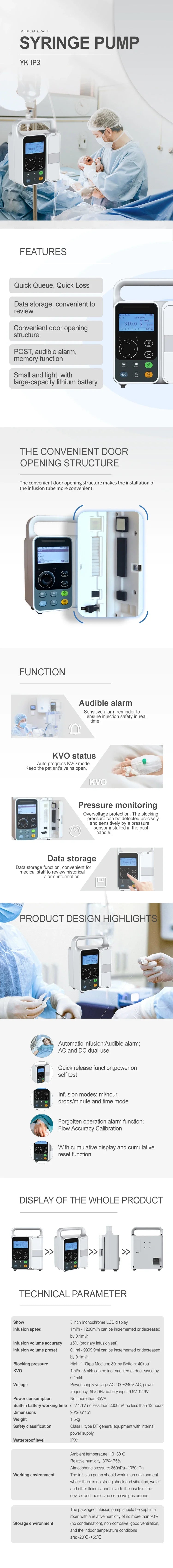 Medical Infusion Pump for Human Animal Hospital with Automatic Audible Alarm And Bubble Pressure Monitoring Upgrade