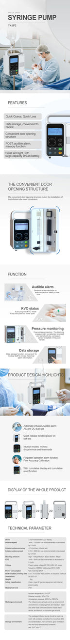 Medical Infusion Pump for Human Animal Hospital with Automatic Audible Alarm And Bubble Pressure Monitoring Upgrade