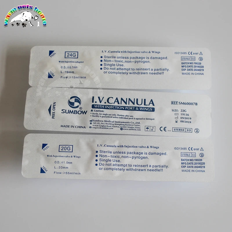 50pcs IV Cannula With Injection Port 20G 22G 24G Butterfly IV Catheter Veterinary Supplies