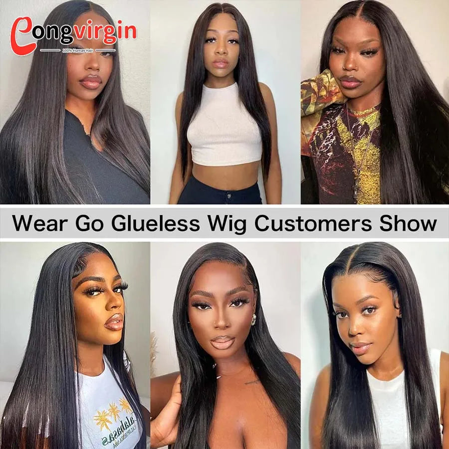 5x5 Glueless Wig Human Hair Ready To Wear Pre-Cut Lace Wear And Go Glueless Wigs Straight Lace Front Human Hair Wig For Women