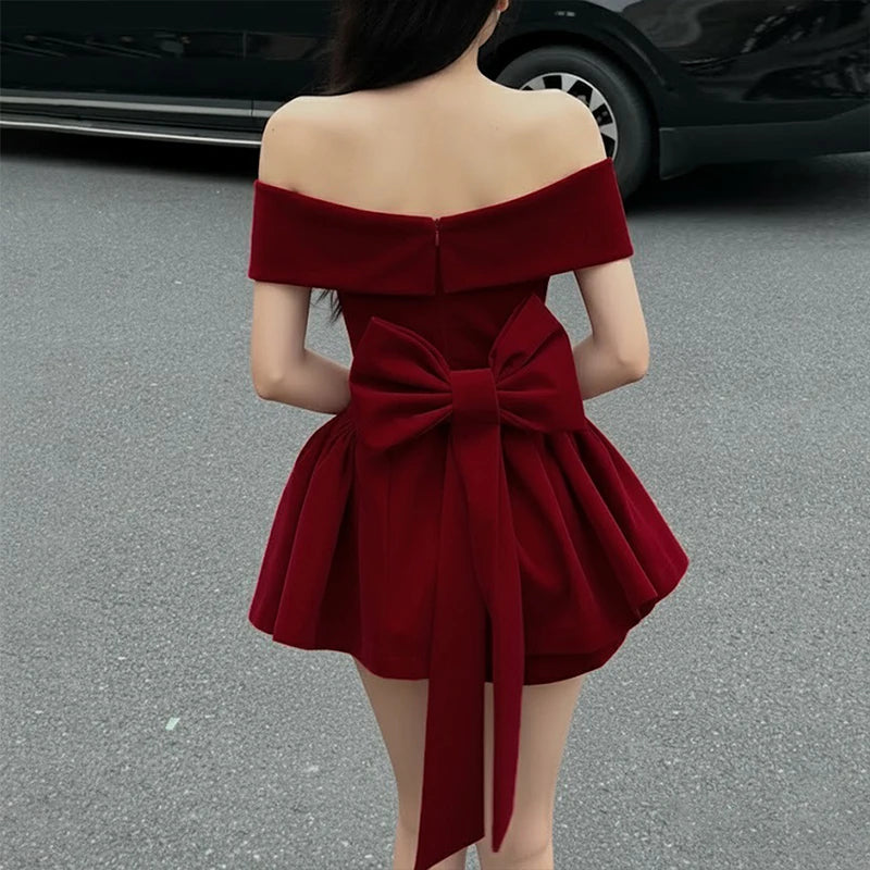 Red Bowknot Mini Dress