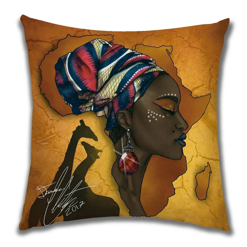 African Costume Clipart Throw Pillow 45x45 Africa Life Collection African Woman Pillowcase Sofa Car Decorative Cushion Cover