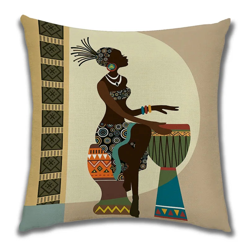 African Costume Clipart Throw Pillow 45x45 Africa Life Collection African Woman Pillowcase Sofa Car Decorative Cushion Cover