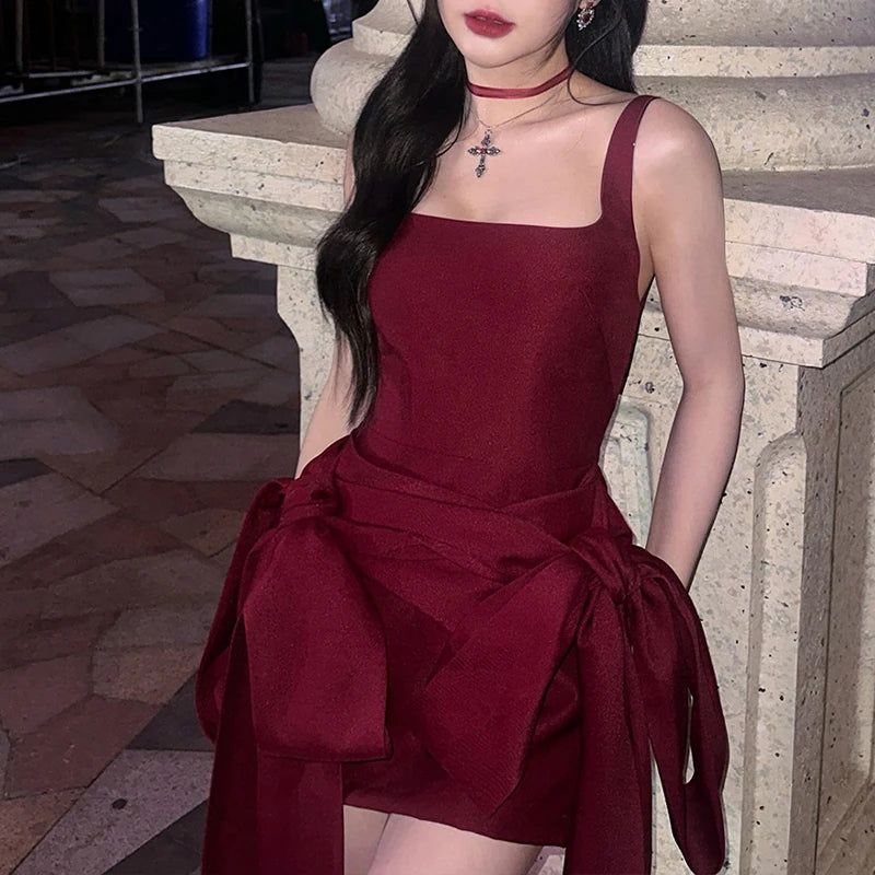 Red Bowknot Mini Dress