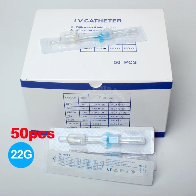 50pcs Sterile IV Cannula With Heparin Cap Disposable Butterfly IV Cannula Intravenous Injection Catheter Veterinary Consumables