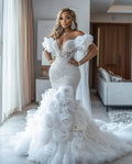 Romantic Wedding Dresses African Girls 2025 Exquisite Handmade-Flower Crystals Applique Long Party Gowns Women Luxury Customized