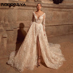 RODDRSYA Wedding Dresses for Brides 2025 Long Sleeves Bridal Dress Luxury Lace A Line Illusion Back vestidos de novia Customized