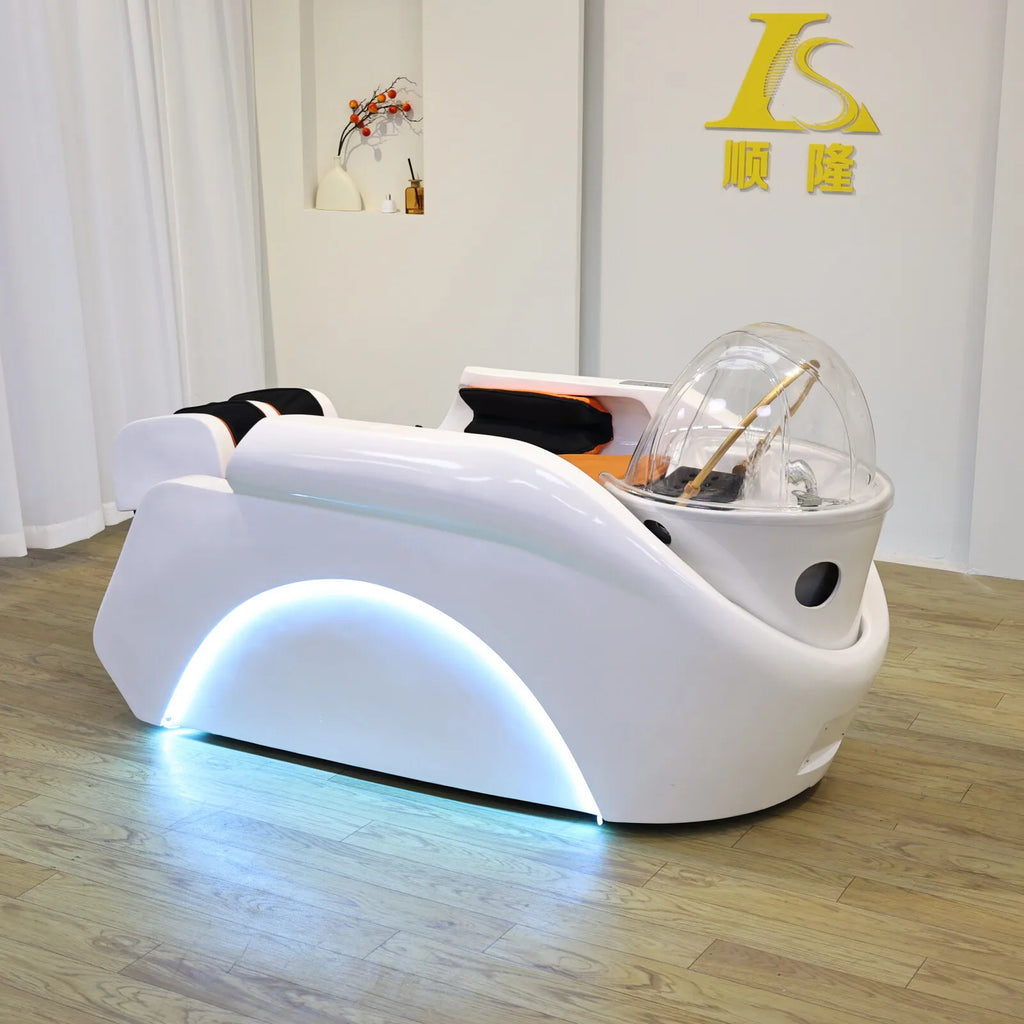 Plug In Automatic Massage Shampoo Bed Built in Electric Massager, Hair Salon Head SPA Hydrotherapy Commercial Salon Furniture