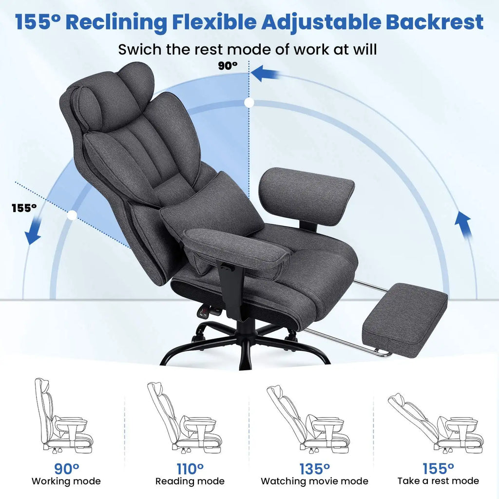 Big and Tall High Back Executive Task Chair Linen Fabric Breathable Keeping you cool Home Office Chairs