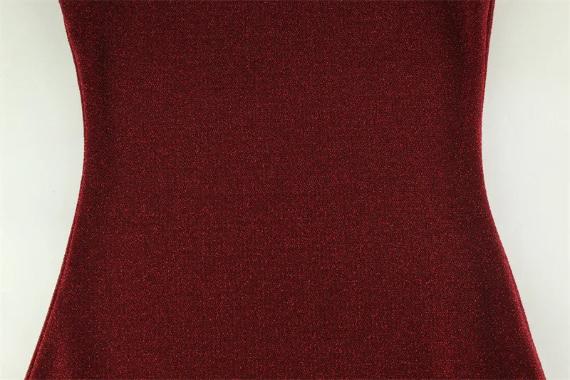 2025 New Women's Elegant Shiny Party Bodycon Robes Sexy Slim Sequins Red Sleeveless Long Dress Fashion Solid Maxi Gown Dresses