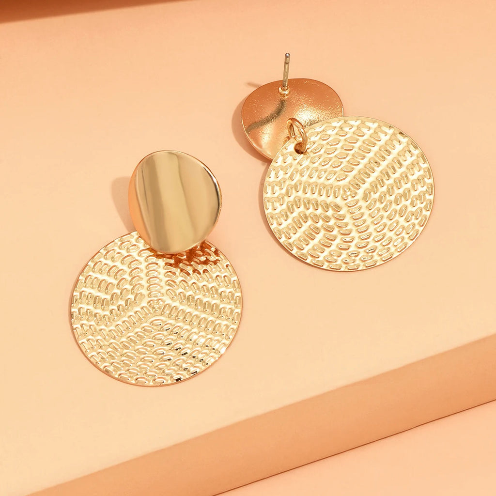 Geometric Metal Round Earrings