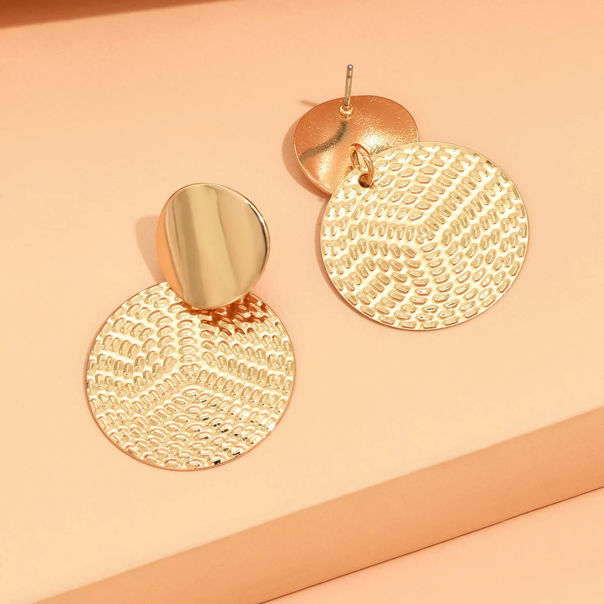 Geometric Metal Round Earrings