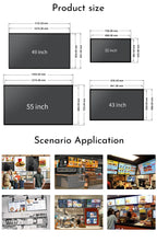 49 55 Inch Fast Food Store Advertising Devise Hanging Lcd Display Wall Mounted Digital Menu Board for Restaurant Shopping Mall