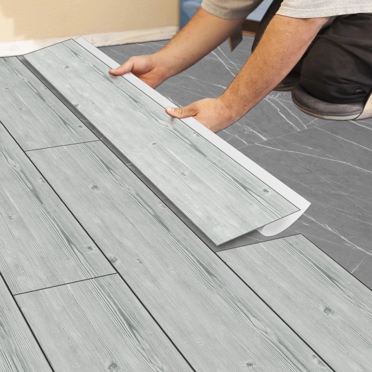 Simple Wood Grain PVC Floor Stickers For Corridors Living Rooms Wall And Floor Decorations Waterproof Self-Adhesive Wall Sticker