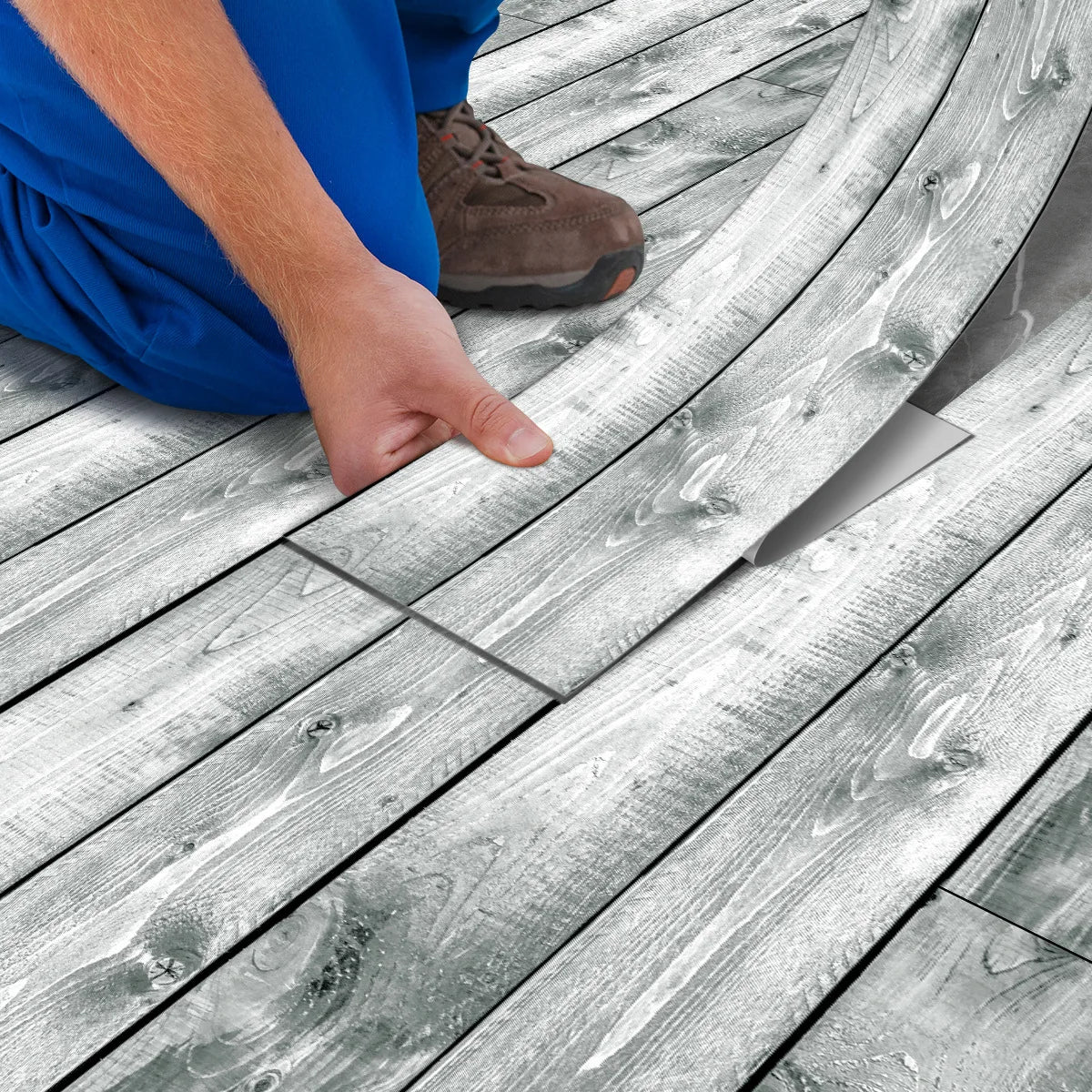 5pcs Wood Grain Floor Stickers Modern Style PVC Wall Sticker Waterproof Self-adhesive for Living room Kitchen Home Floor Decor