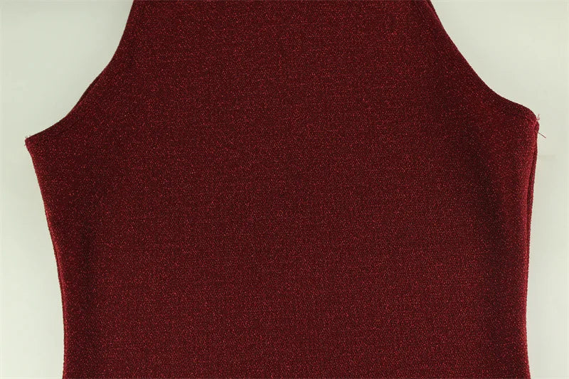 2025 New Women's Elegant Shiny Party Bodycon Robes Sexy Slim Sequins Red Sleeveless Long Dress Fashion Solid Maxi Gown Dresses
