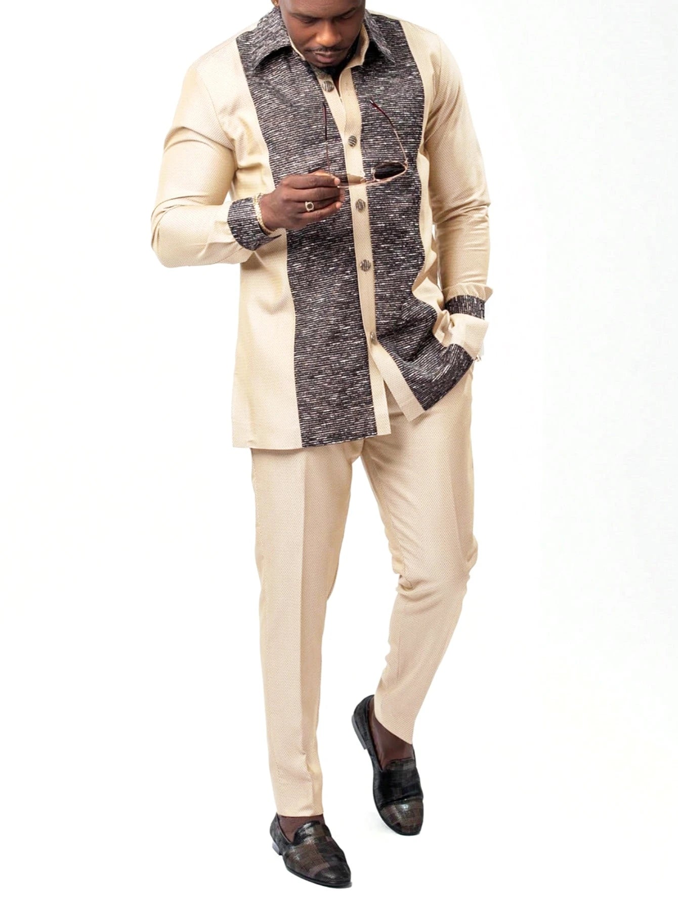 2024Kaftan Elegant African Men's suit Two-piece Agbada dress Wedding jacket and trousers Wedding suit African ethnic style