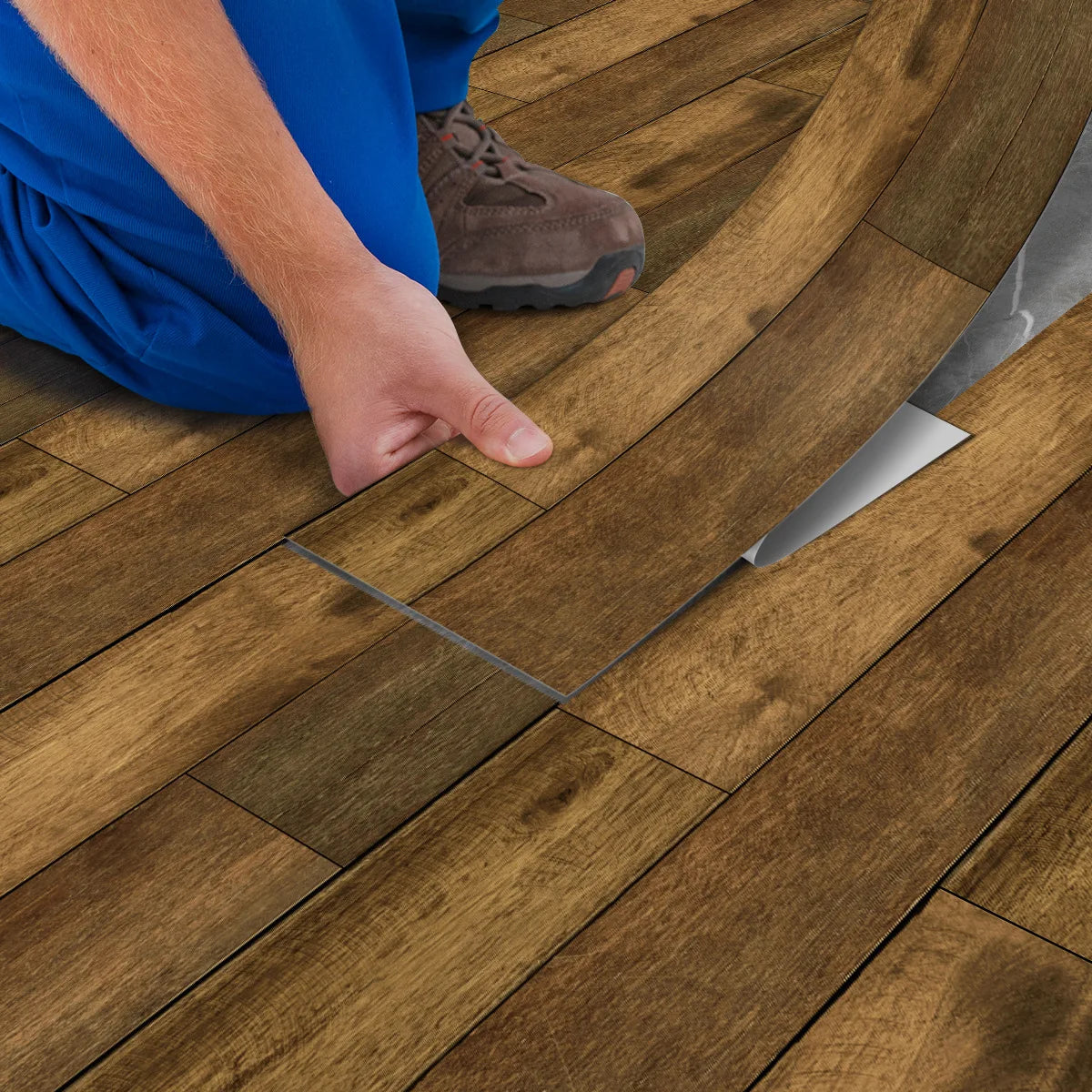 5pcs Wood Grain Floor Stickers Modern Style PVC Wall Sticker Waterproof Self-adhesive for Living room Kitchen Home Floor Decor