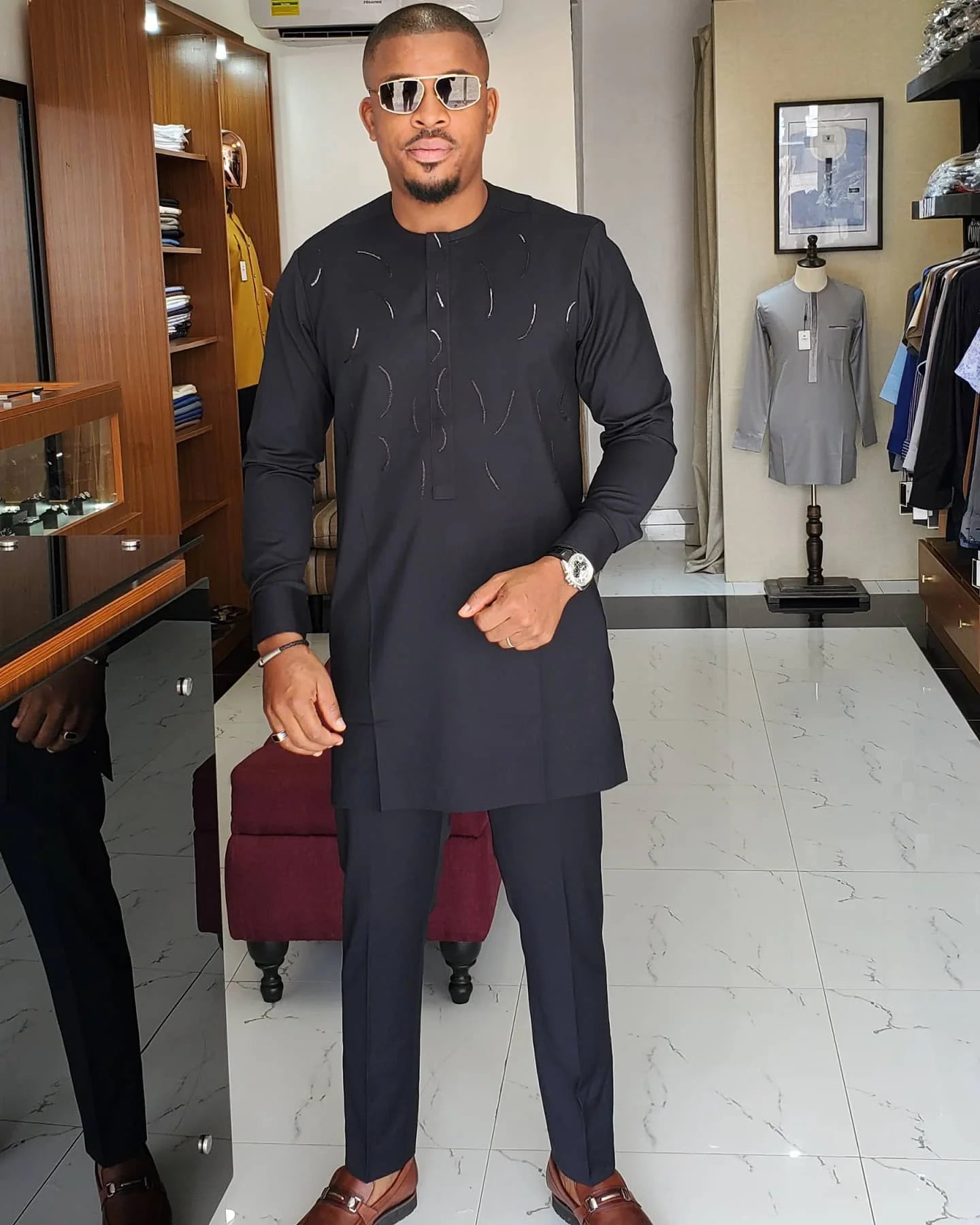 2024Kaftan Elegant African Men's suit Two-piece Agbada dress Wedding jacket and trousers Wedding suit African ethnic style