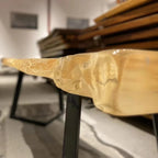 Luxury design most popular solid wood walnut Qinghe transparent epoxy wood resin table