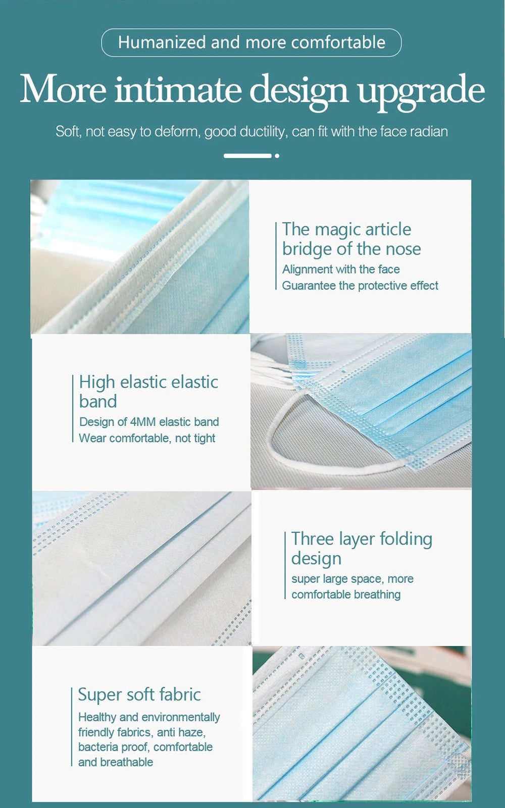 10/200PC Masks Surgical Disposable 3-layer Face Mask Breathable Mask With Elastic Earband Breathable Adult Medical Mouth Mask