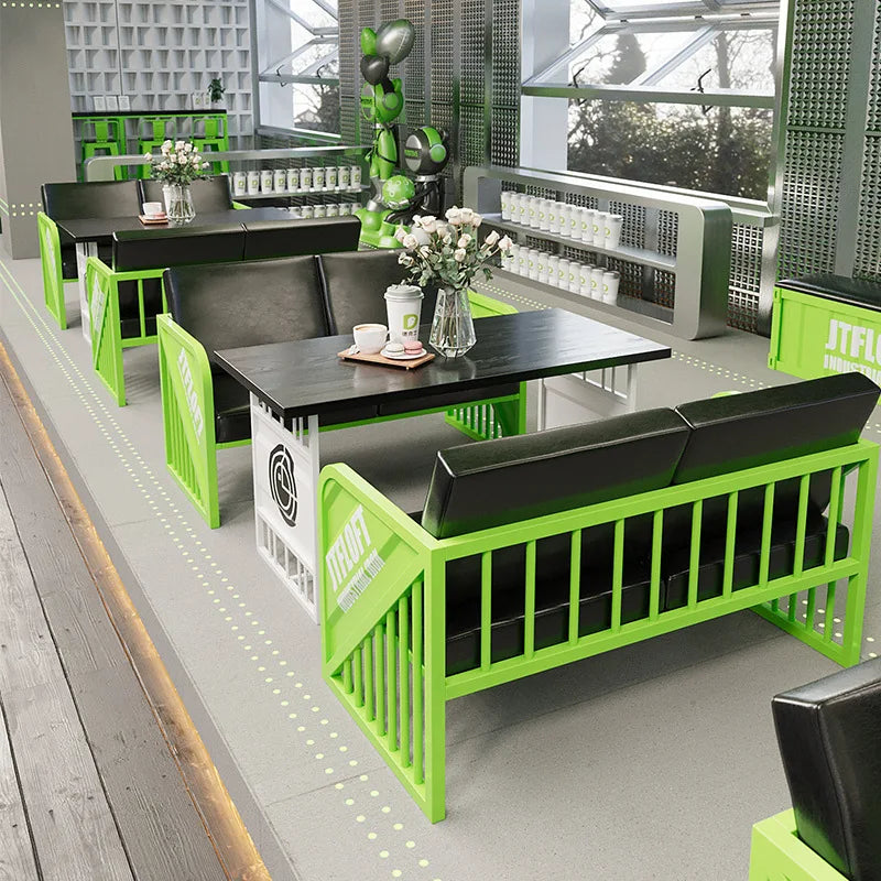 Industrial style Internet celebrity milk tea shop table and chair combination bar hot pot burger hotel coffee western restaurant
