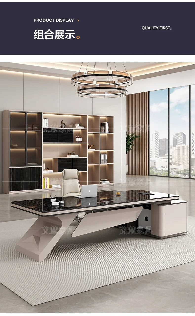 Light luxury boss table, simple modern desk, large desk manager, office desk and chair combination
