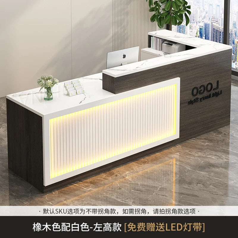 Luxury Simple Reception Desk Logo Salon Decorations Modern Reception Desk Office Beauty Mostrador Recepción Commercial Furniture
