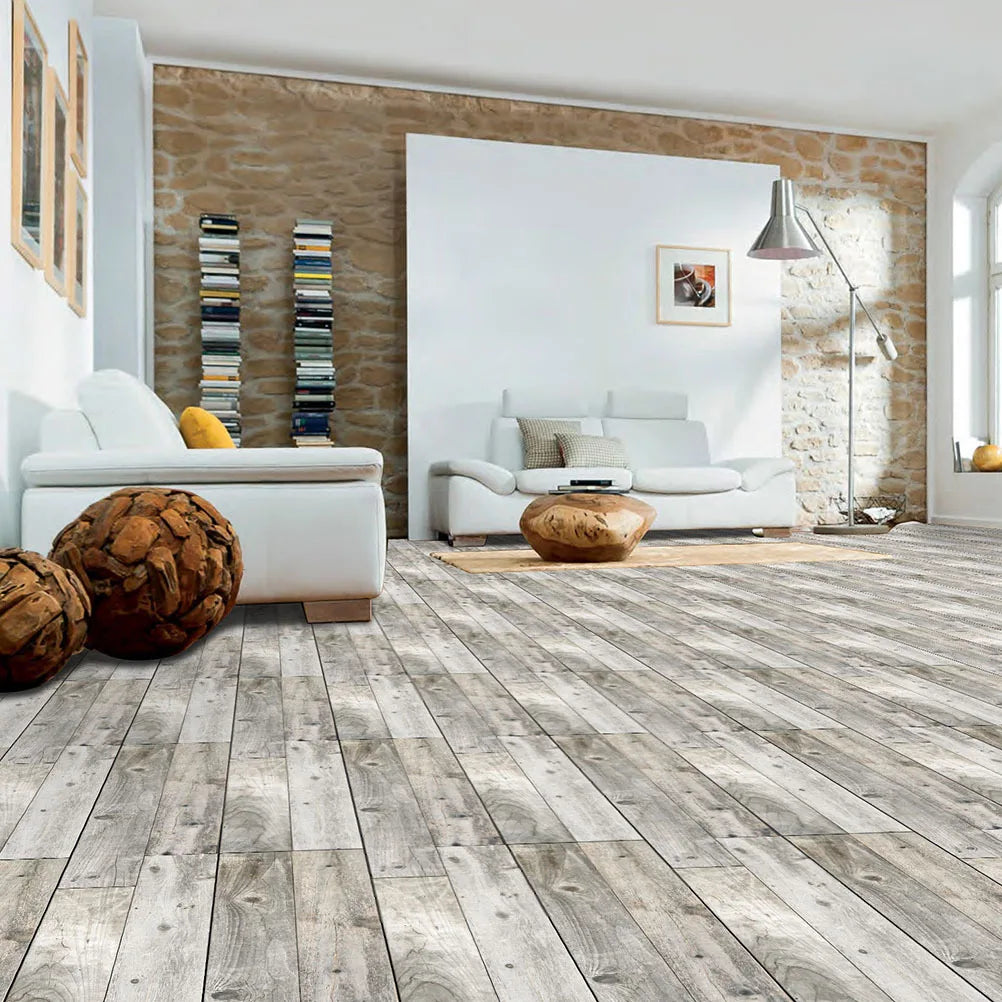 5Pcs Wood Grain Floor Sticker Peel and Stick PVC Self Adhesive Floor Planks for Home Bedroom Living Room Decor Easy to Cut