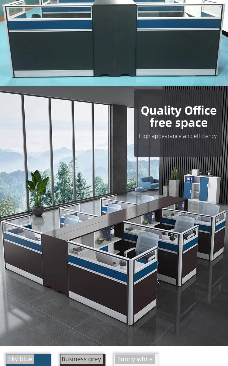 Modern Design Office Furniture Single-seat Employee Workstations Wooden Computer Desks and Office Desks with Storage Cabinets
