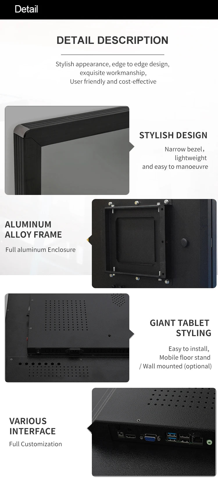 49 55 Inch Fast Food Store Advertising Devise Hanging Lcd Display Wall Mounted Digital Menu Board for Restaurant Shopping Mall