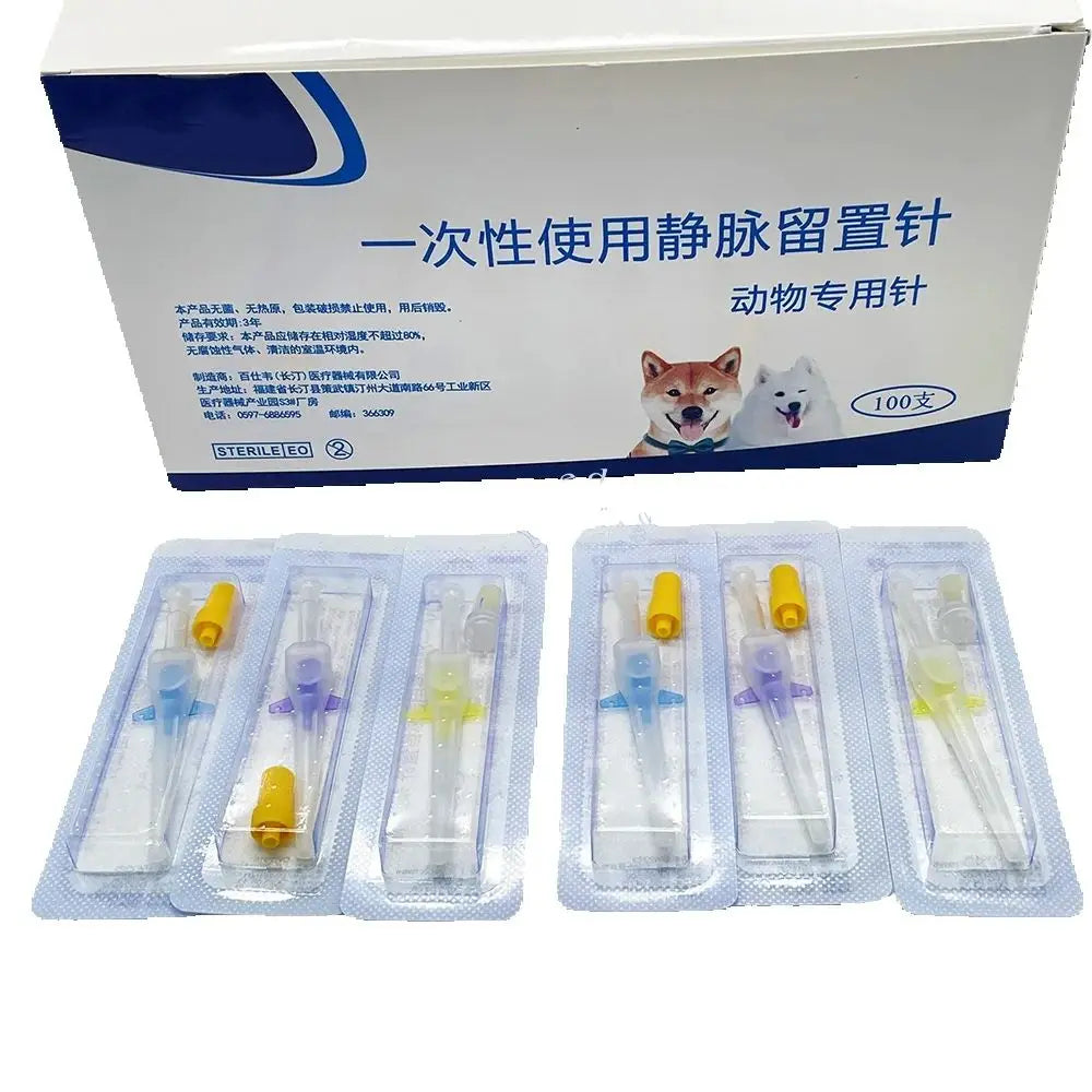 2PCS/5PCS/12PCS Animal Nasolacrimal Duct & IV Infusion Winged IV Catheter with Heparin Lock for Pet Animal Infusion 22G 24G 26G