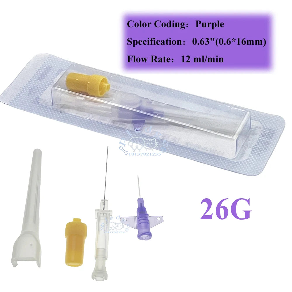 2PCS/5PCS/12PCS Animal Nasolacrimal Duct & IV Infusion Winged IV Catheter with Heparin Lock for Pet Animal Infusion 22G 24G 26G