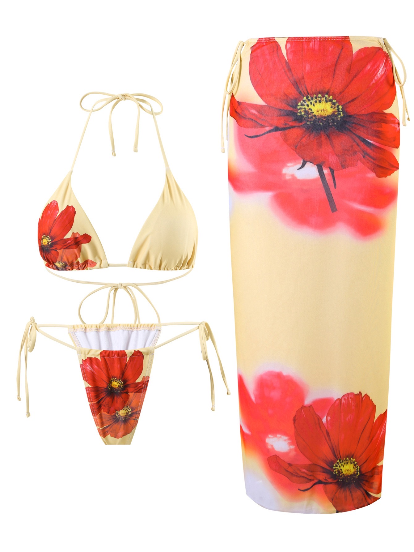 2026 Women's Floral 3-Piece Bikini Set