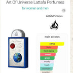 Product listings for Lattafa perfumes on a smartphone screen with a light beige background.