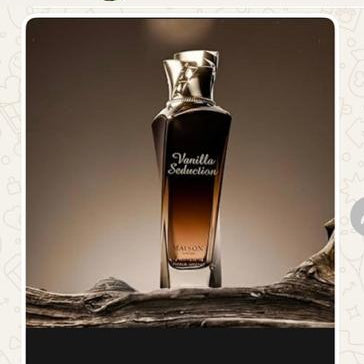 Product listing for Vanilla Voyage MAISON ASRAR perfume with images and price on a smartphone screen.