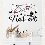 Product listings for nail art stickers on a phone screen with a light background.