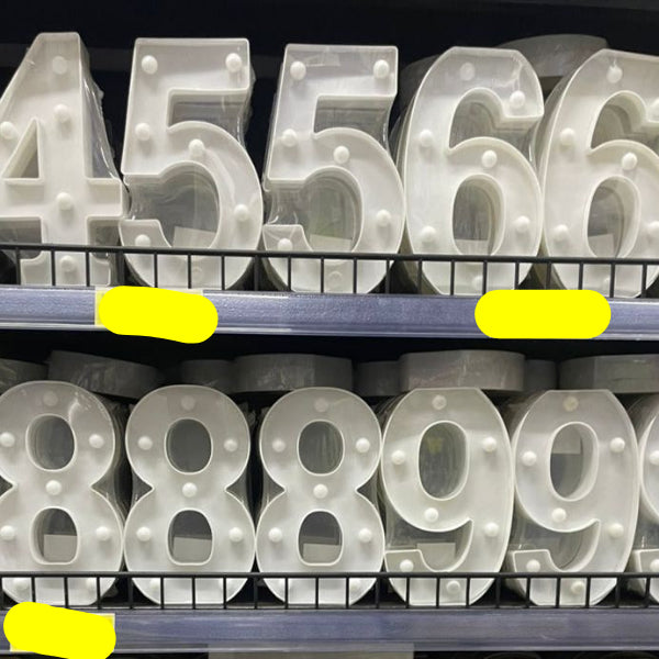 White Light-Up Marquee Numbers