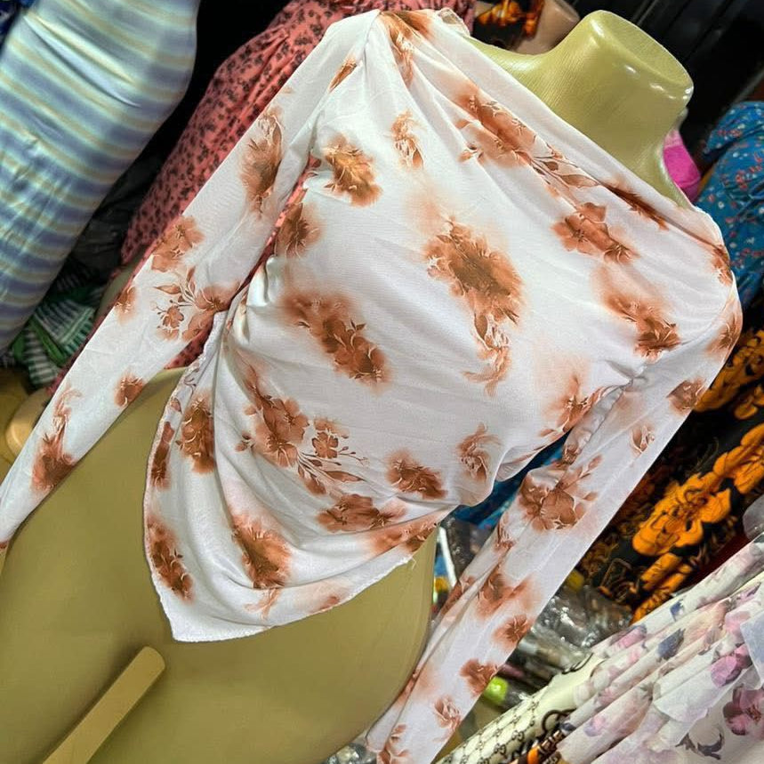 Floral Long-Sleeve Stretchy Top