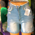 Lace & Bow Denim Shorts