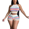 Knit Halter Top & Drawstring Shorts Set