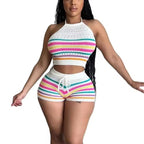 Knit Halter Top & Drawstring Shorts Set