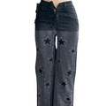 Rhinestone Wide-Leg Denim Jeans