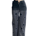 Rhinestone Wide-Leg Denim Jeans