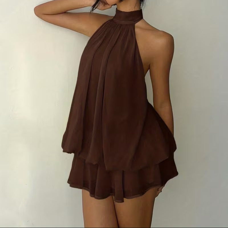 Chiffon Halter Mini Dress
