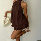 Chiffon Halter Mini Dress