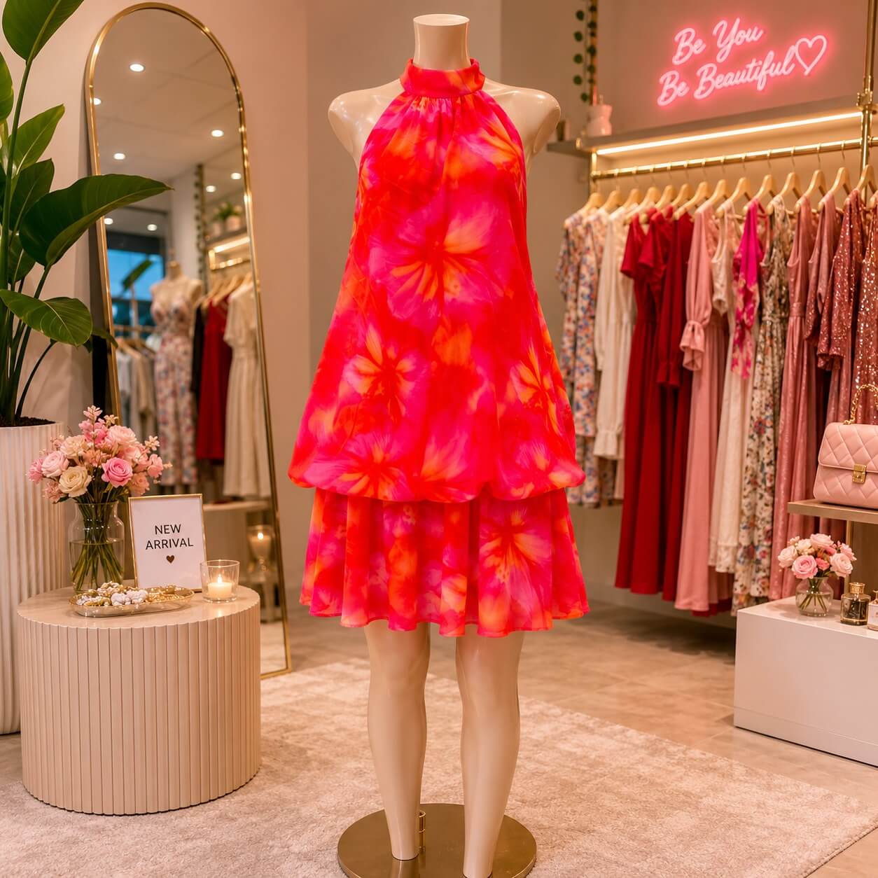 Halter Tiered Ruffle Dress