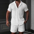 Textured Knit Short Sleeve Shirt & Shorts Set
