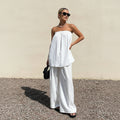 White Poplin Top & Trousers Set
